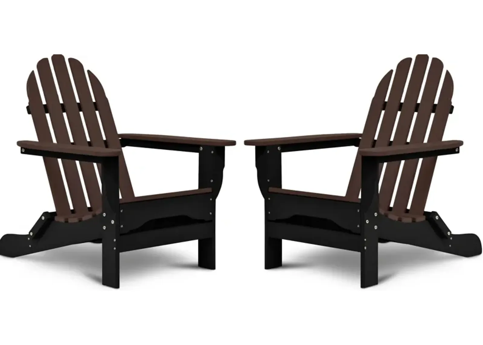 Raleigh Set of 2 Outdoor Folding Adirondack Chairs - Black/Chocolate