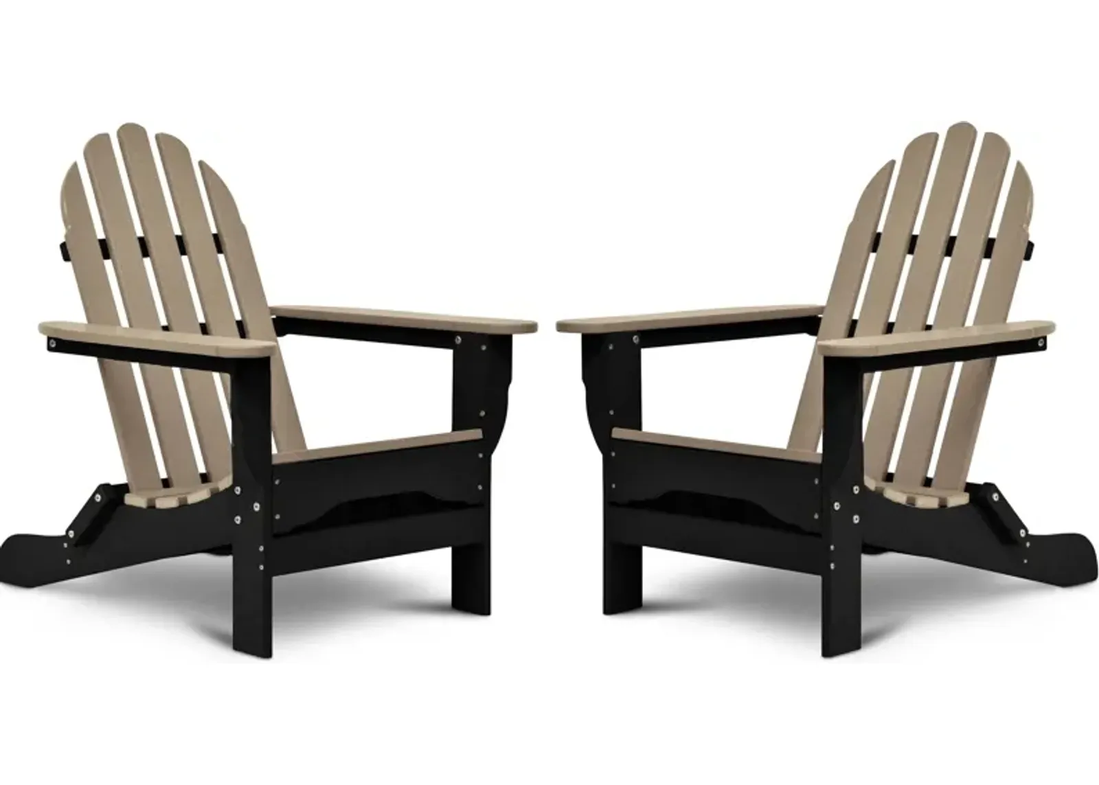 Raleigh Set of 2 Outdoor Folding Adirondack Chairs - Black/Wood