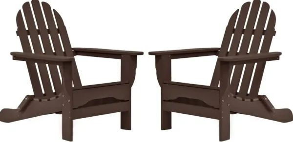 Raleigh Set of 2 Outdoor Folding Adirondack Chairs - Chocolate