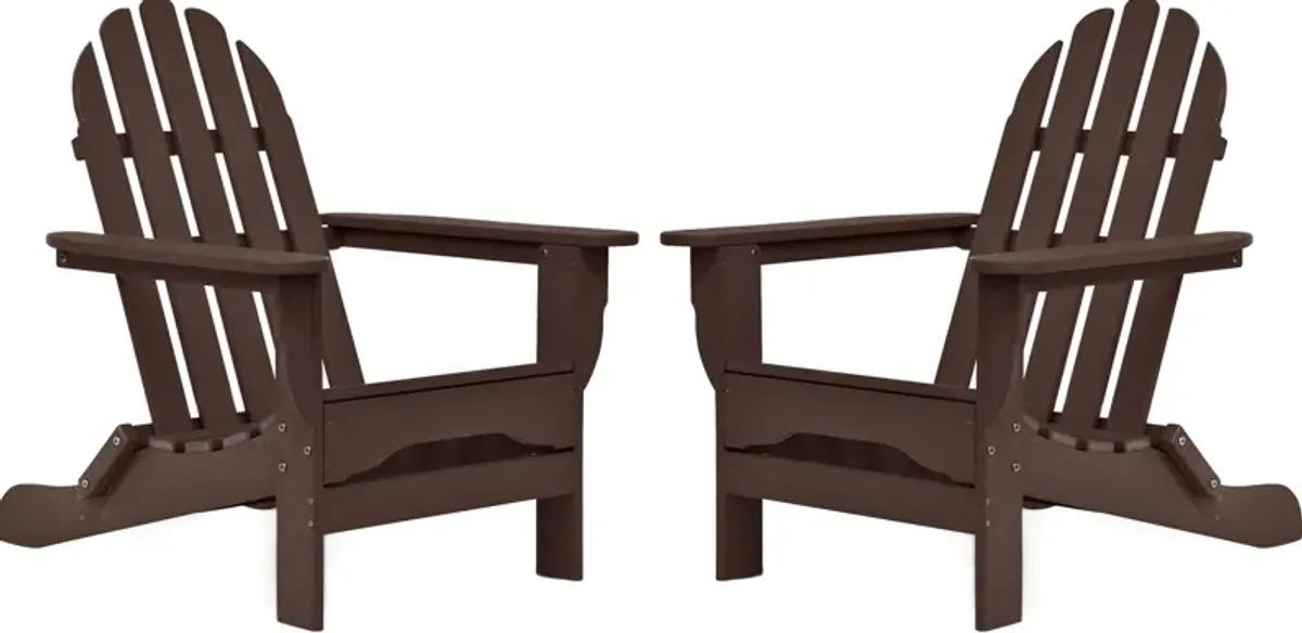 Raleigh Set of 2 Outdoor Folding Adirondack Chairs - Chocolate