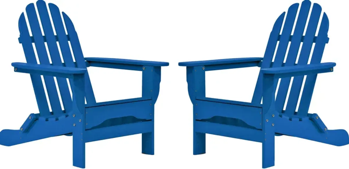 Raleigh Set of 2 Outdoor Folding Adirondack Chairs - Royal Blue