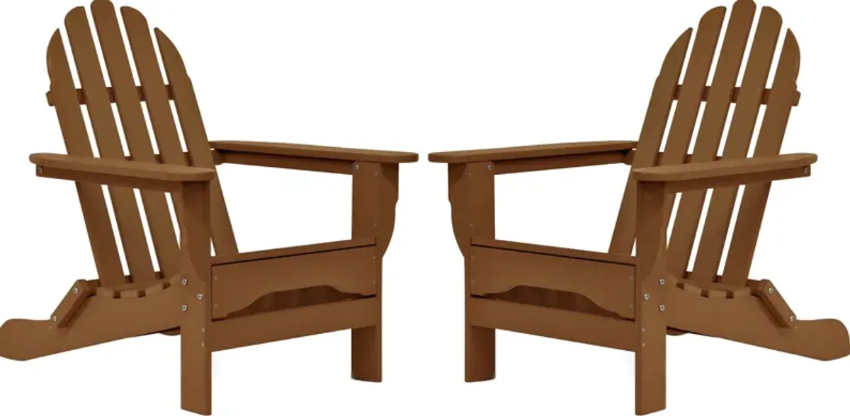 Raleigh Set of 2 Outdoor Folding Adirondack Chairs - Teak