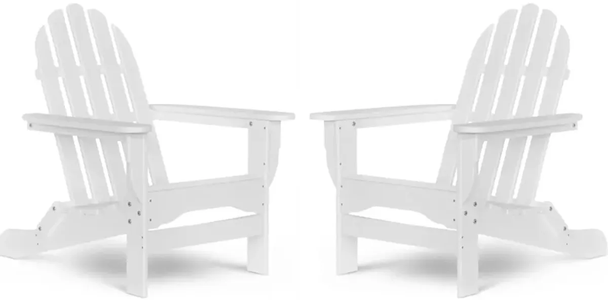 Raleigh Set of 2 Outdoor Folding Adirondack Chairs - White