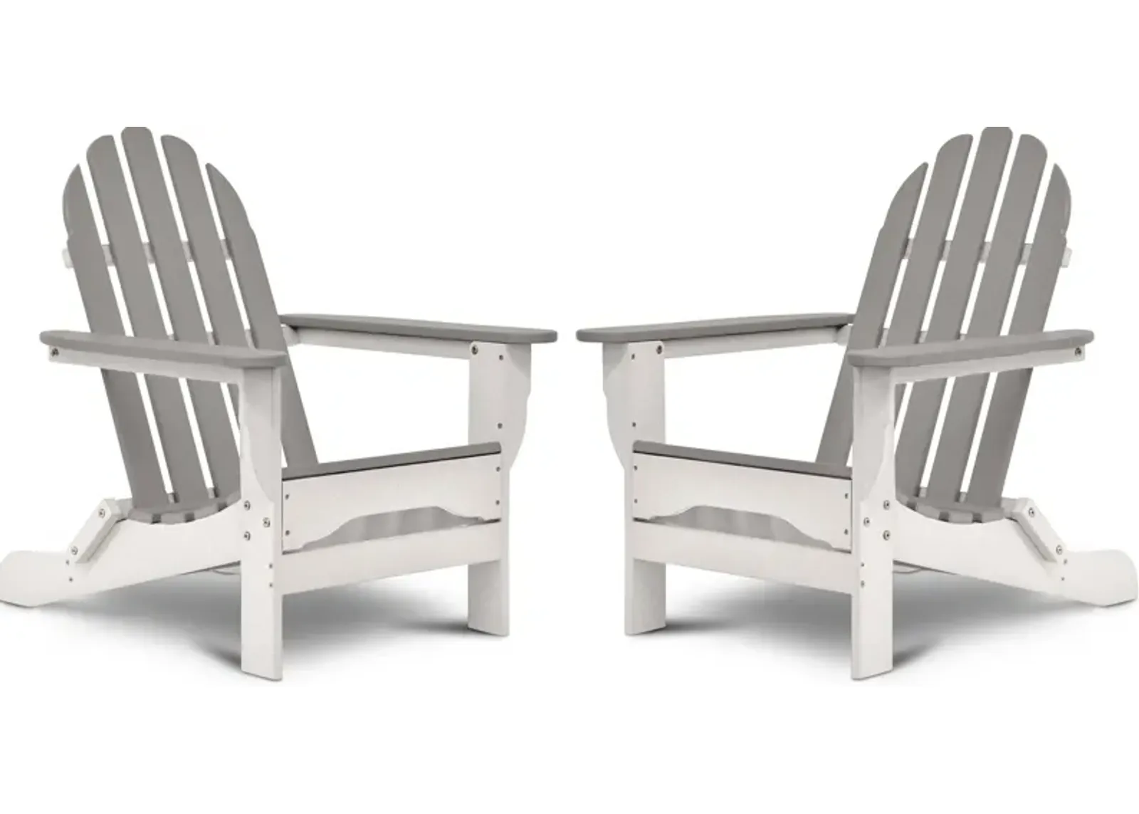 Raleigh Set of 2 Outdoor Folding Adirondack Chairs - White/Gray