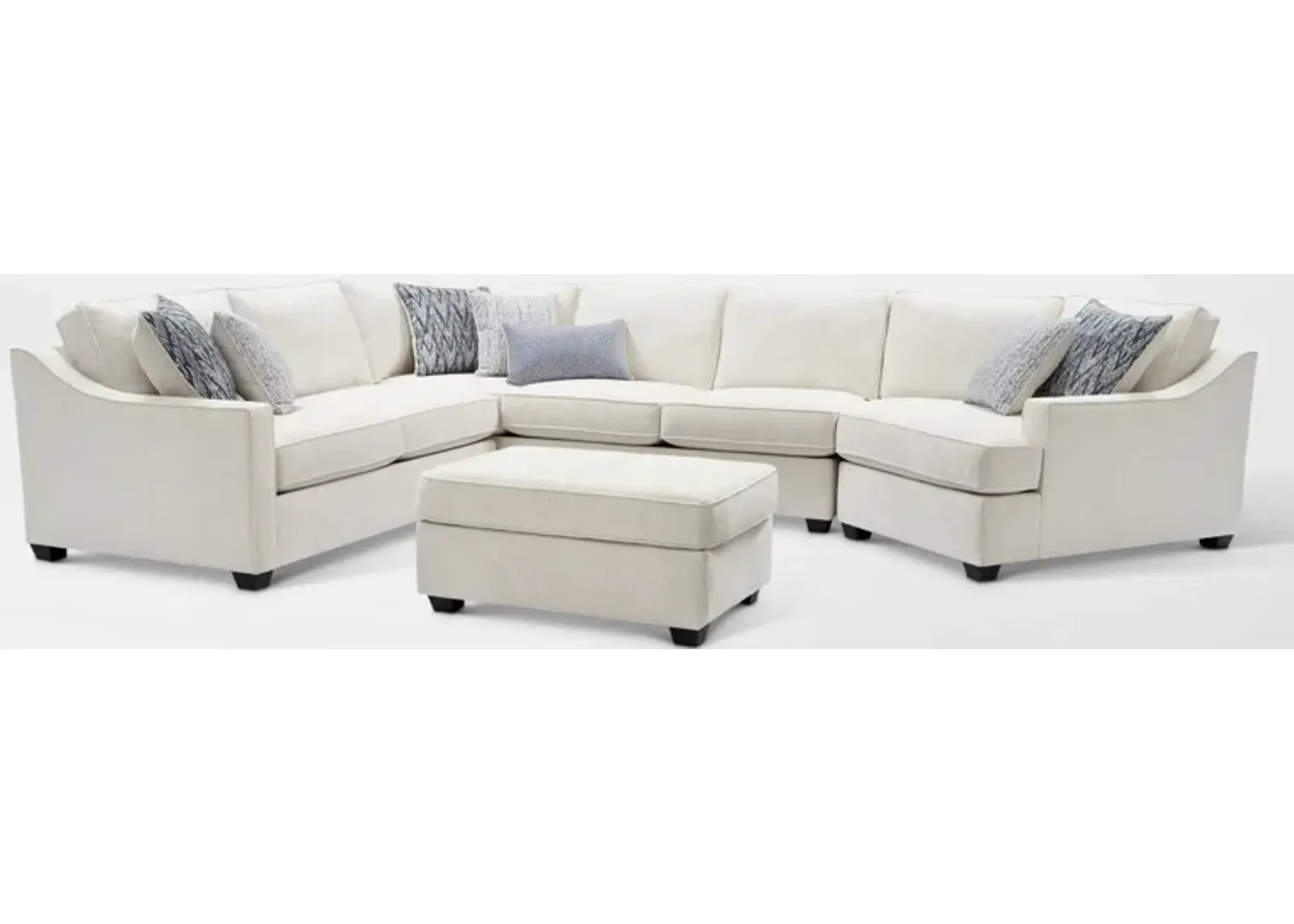 Callie 3-Piece Sectional with Right-Facing Cuddler and Ottoman - Ivory