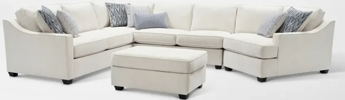 Callie 3-Piece Sectional with Right-Facing Cuddler and Ottoman - Ivory