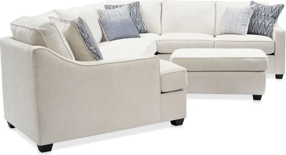 Callie 3-Piece Sectional with Left-Facing Cuddler and Ottoman - Ivory