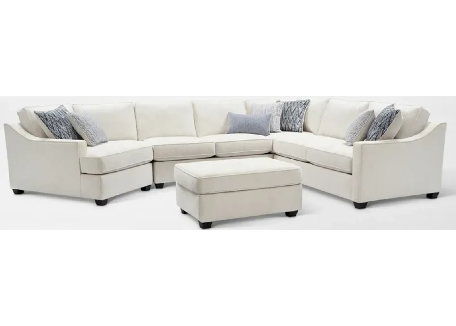 Callie 3-Piece Sectional with Left-Facing Cuddler and Ottoman - Ivory