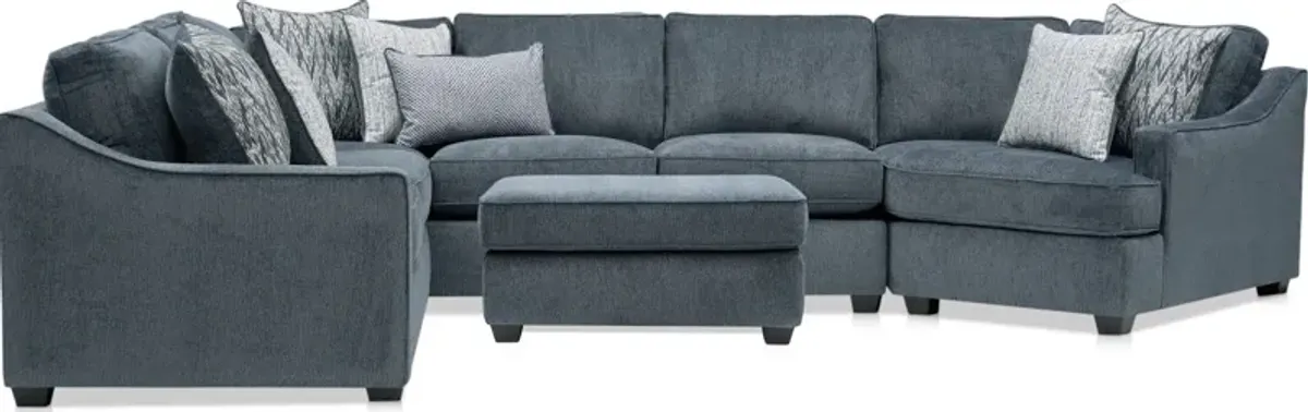 Callie 3-Piece Sectional with Right-Facing Cuddler and Ottoman - Navy