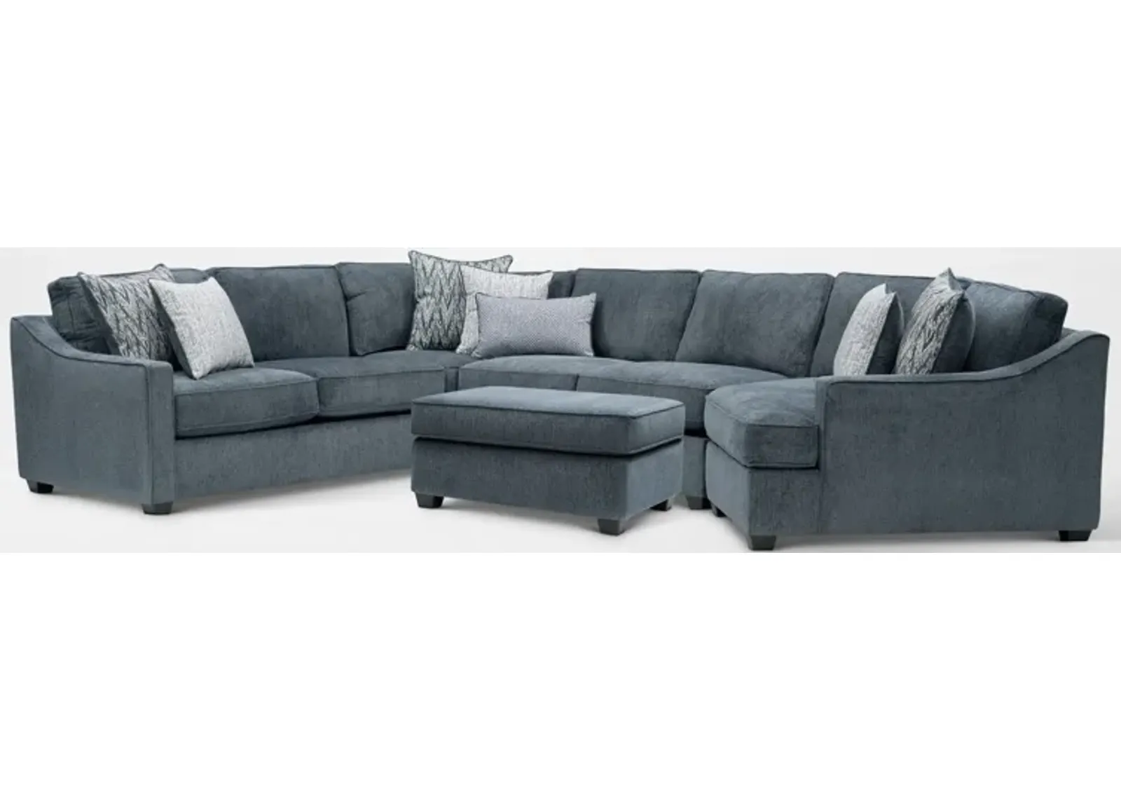 Callie 3-Piece Sectional with Right-Facing Cuddler and Ottoman - Navy