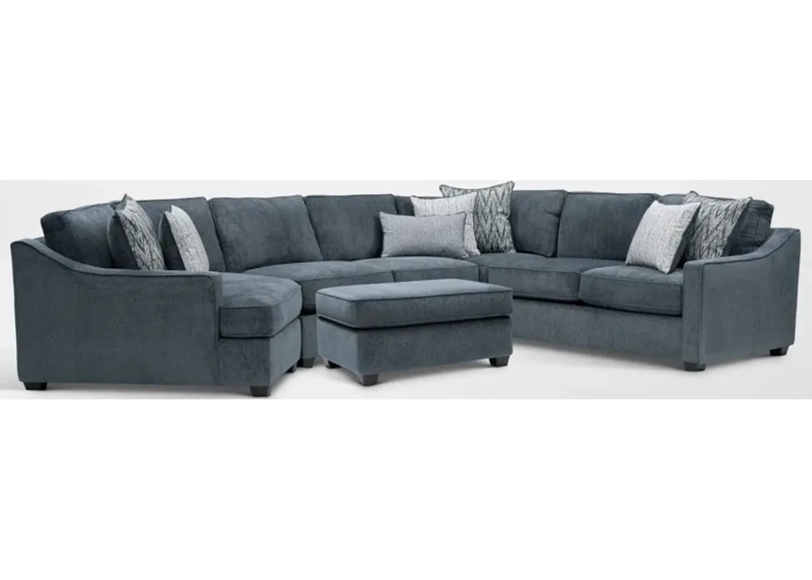 Callie 3-Piece Sectional with Left-Facing Cuddler and Ottoman - Navy