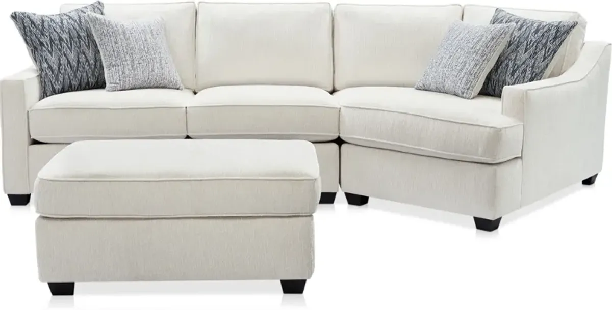 Callie 2-Piece Sectional with Right-Facing Cuddler and Ottoman - Ivory