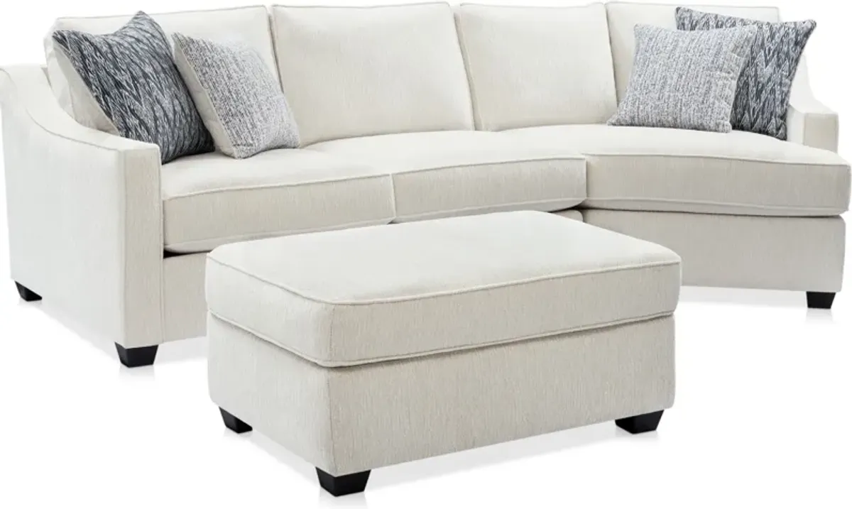 Callie 2-Piece Sectional with Right-Facing Cuddler and Ottoman - Ivory