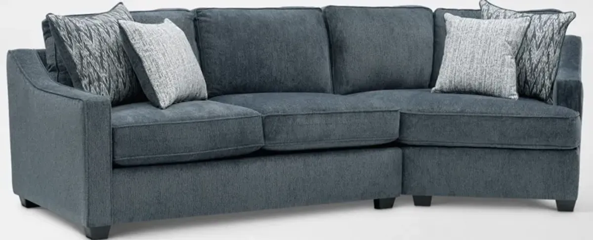 Callie 2-Piece Sectional with Right-Facing Cuddler and Ottoman - Navy