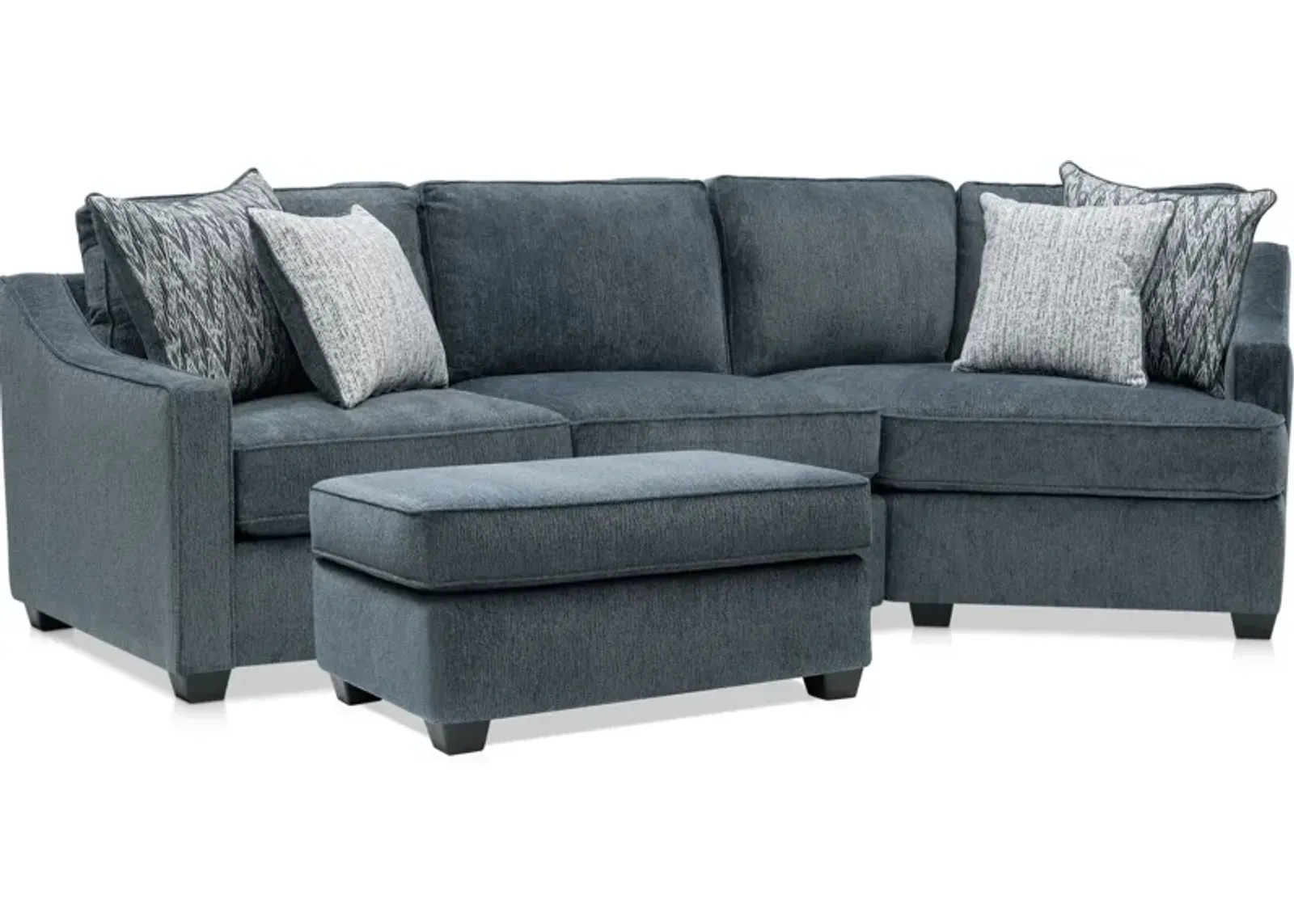 Callie 2-Piece Sectional with Right-Facing Cuddler and Ottoman - Navy