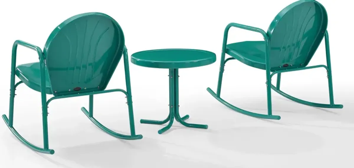 Kona Set of 2 Outdoor Rocking Chairs and Side Table - Turquoise