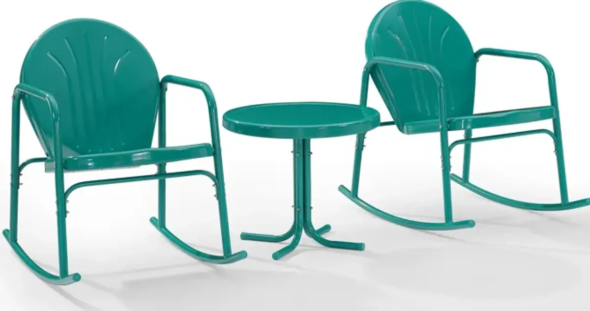 Kona Set of 2 Outdoor Rocking Chairs and Side Table - Turquoise