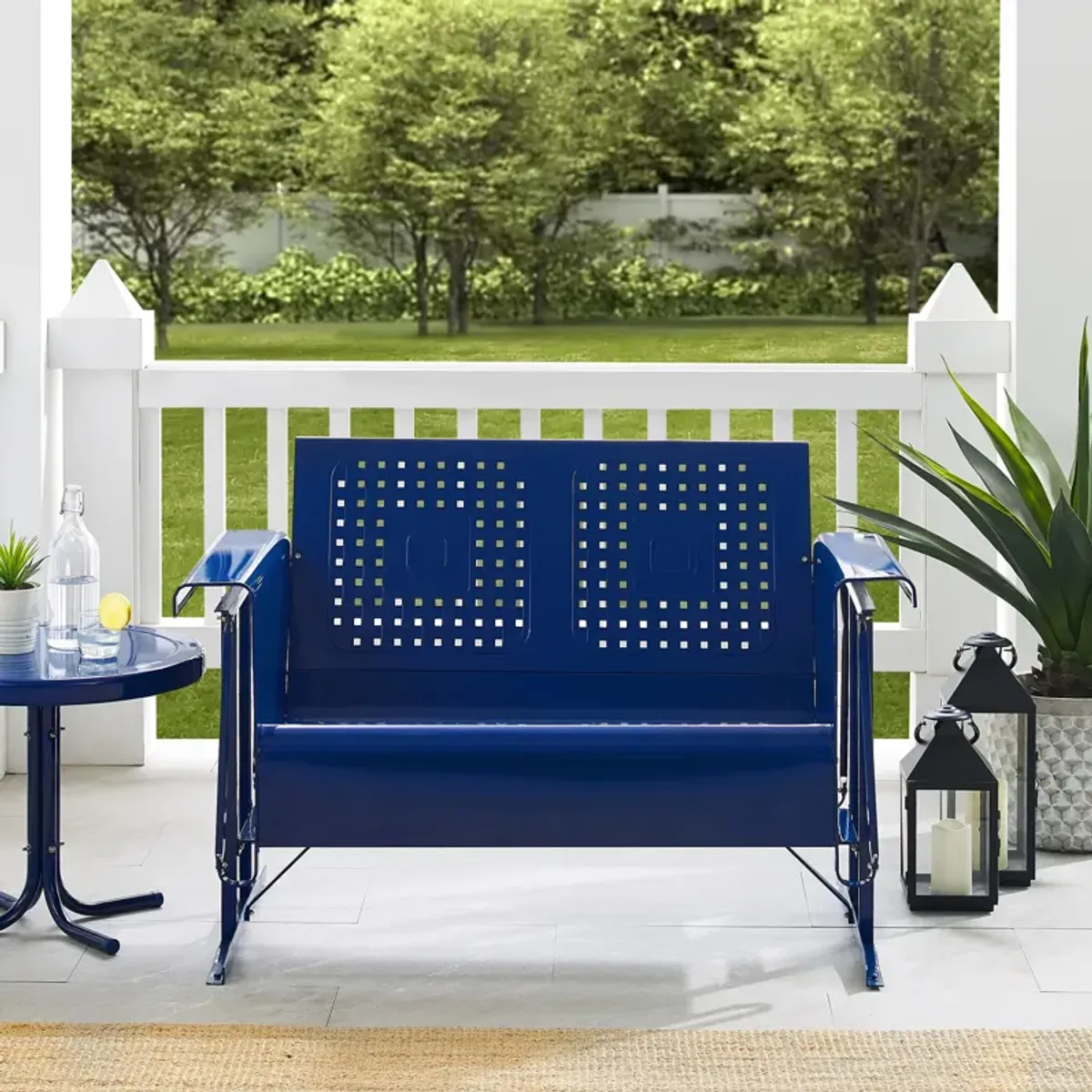 Foster Outdoor Loveseat Glider - Navy