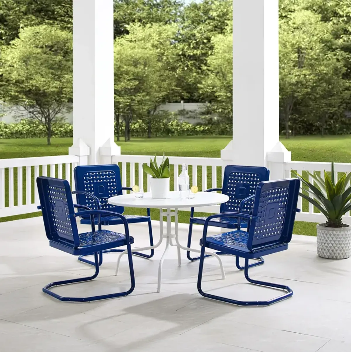 Foster 5-Piece Outdoor Set with 4 Chairs and Table - Navy