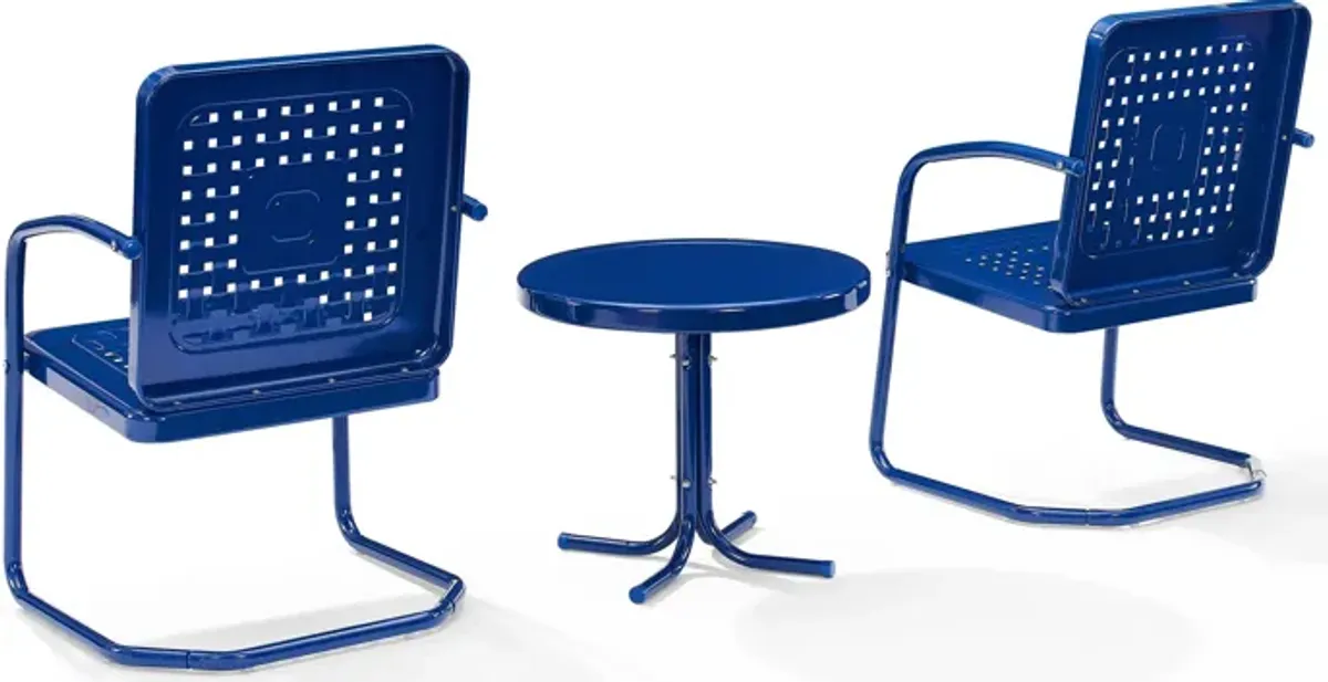 Foster Set of 2 Outdoor Chairs and Side Table - Navy