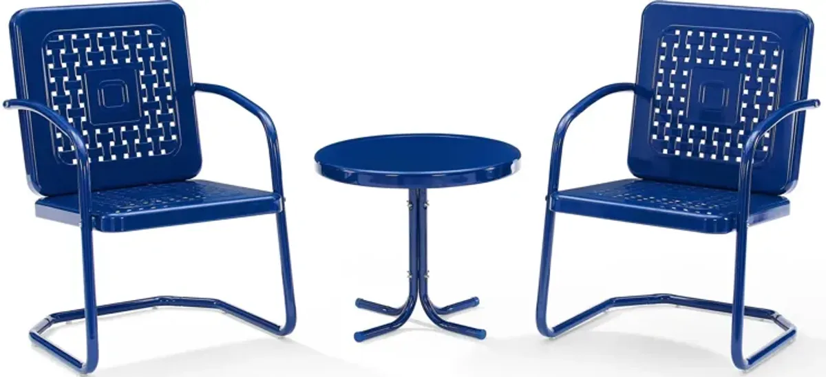 Foster Set of 2 Outdoor Chairs and Side Table - Navy