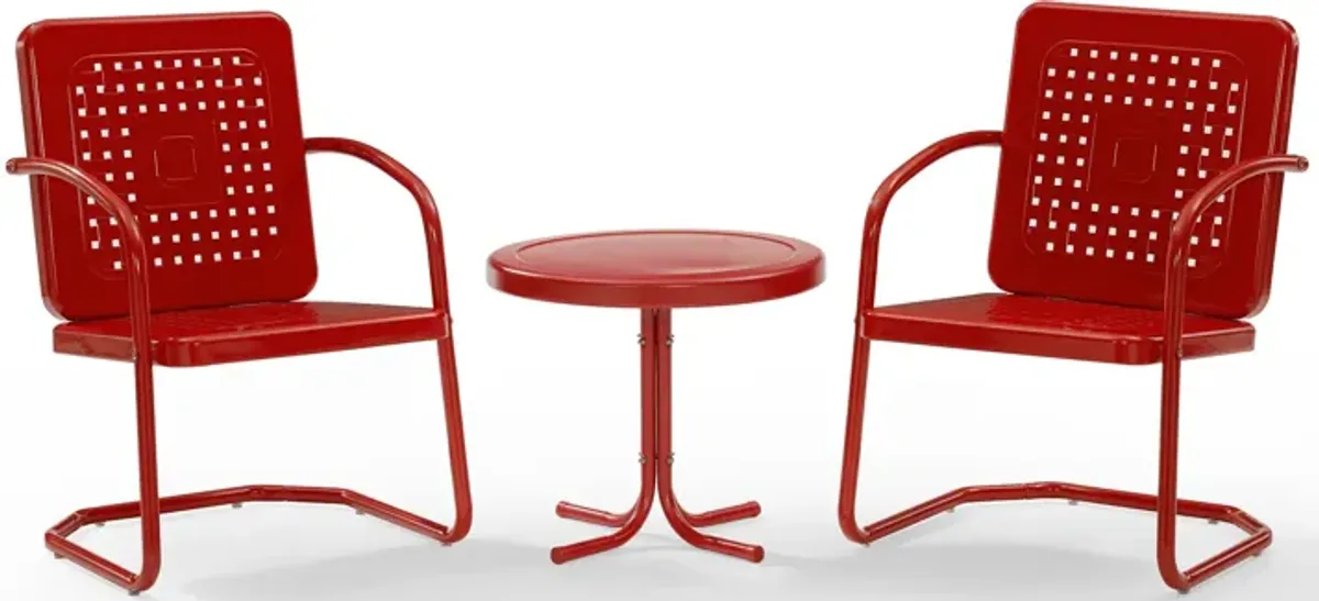 Foster Set of 2 Outdoor Chairs and Side Table - Red