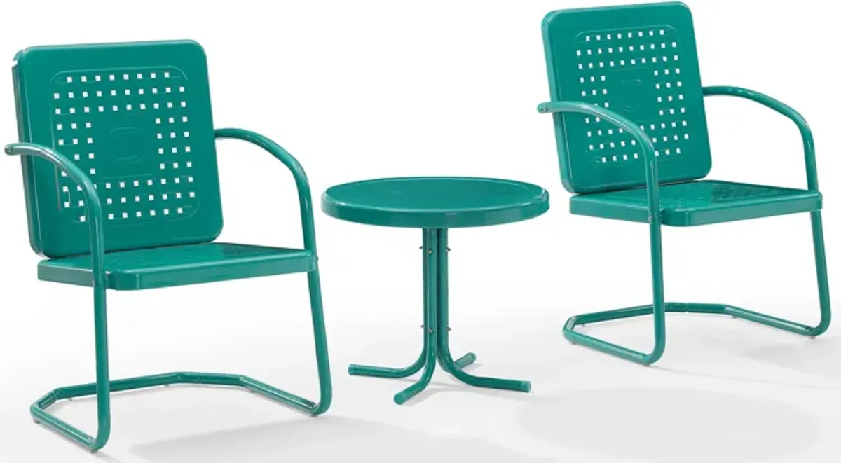 Foster Set of 2 Outdoor Chairs and Side Table - Turquoise