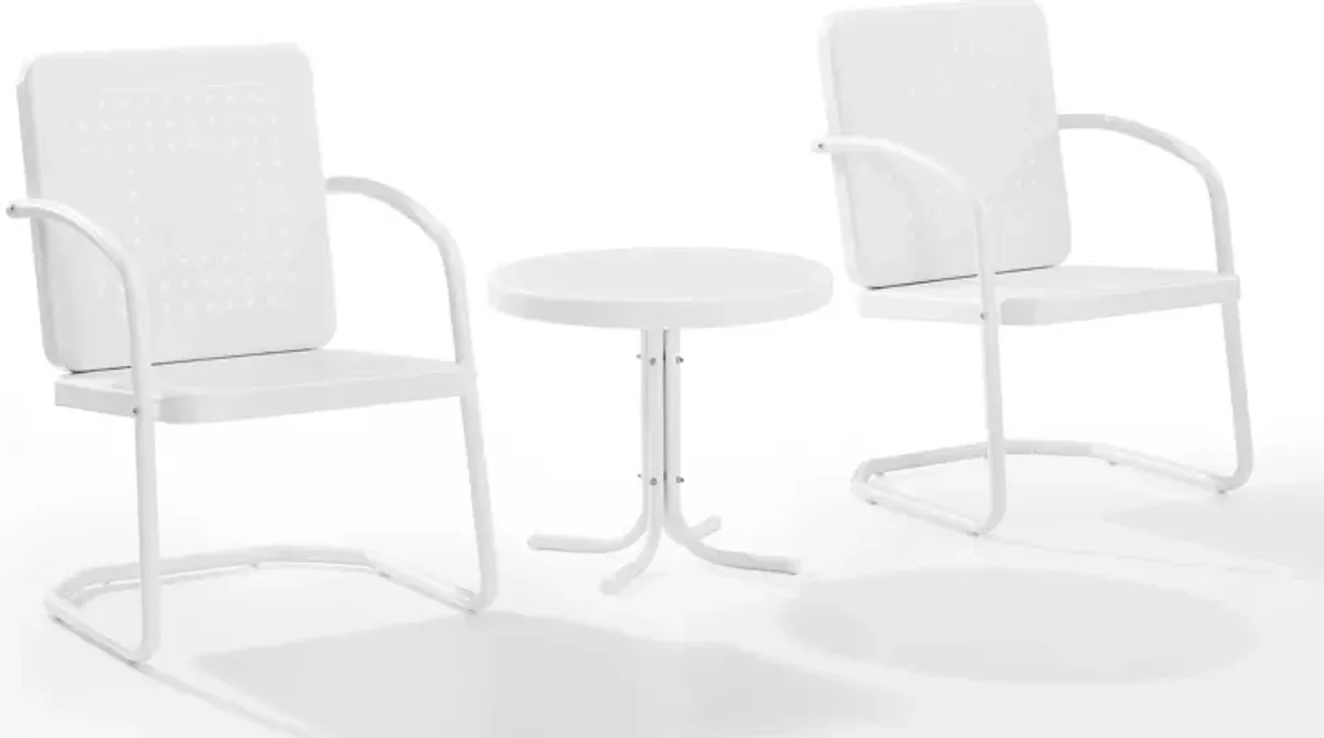 Foster Set of 2 Outdoor Chairs and Side Table - White