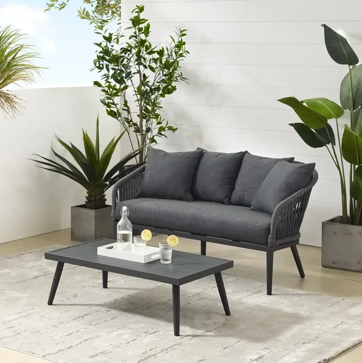 Morehead Outdoor Loveseat and Coffee Table Set