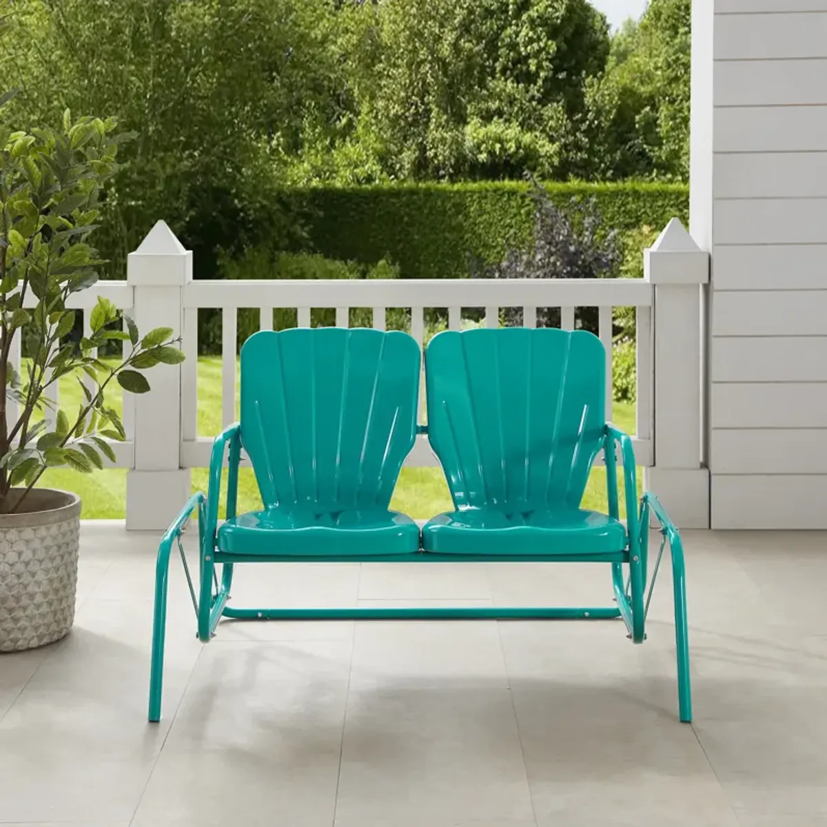 Petal Outdoor Loveseat Glider - Turquoise