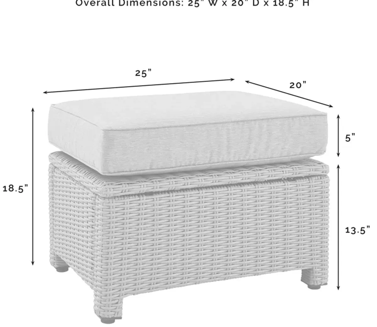 Destin Outdoor Ottoman - White/Brown