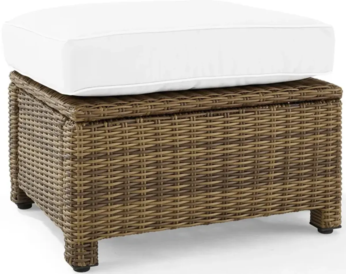 Destin Outdoor Ottoman - White/Brown