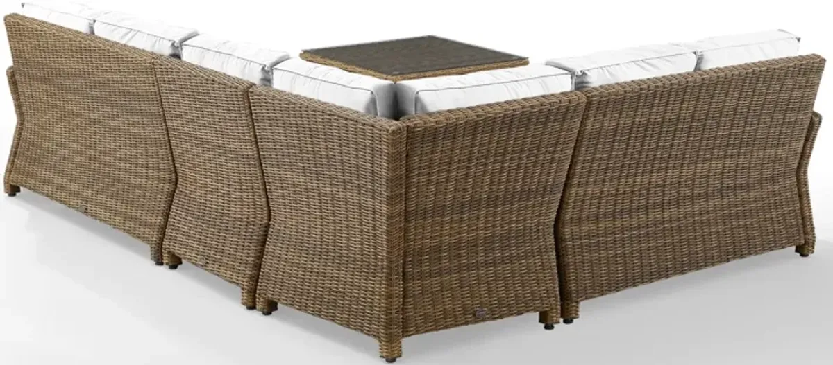 Destin 4-Piece Outdoor Sectional and Coffee Table Set - White/Brown