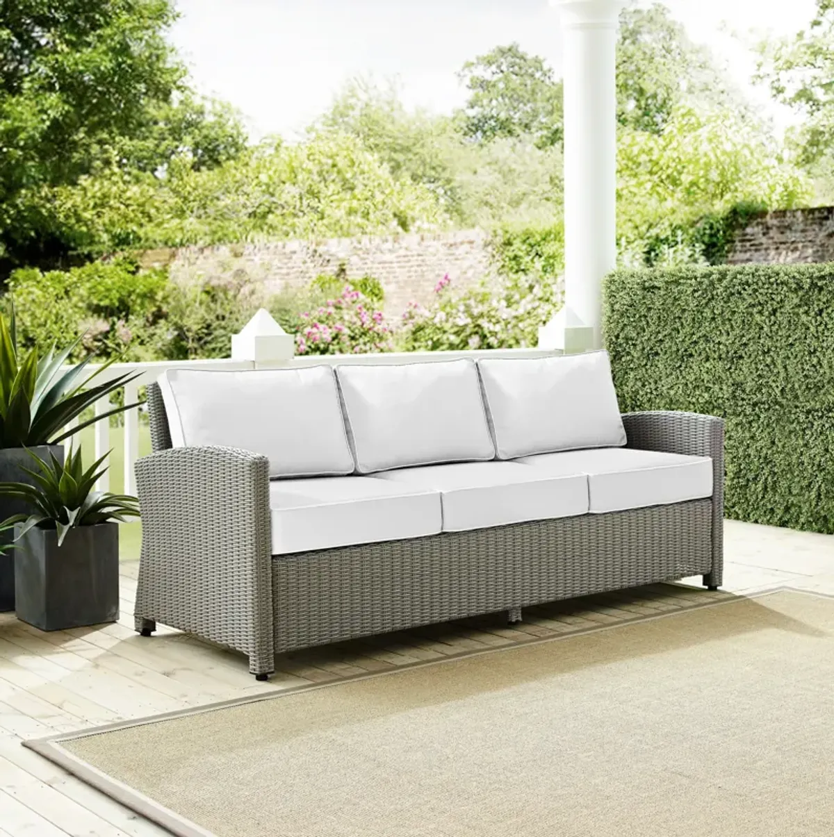 Destin Outdoor Sofa - White/Gray