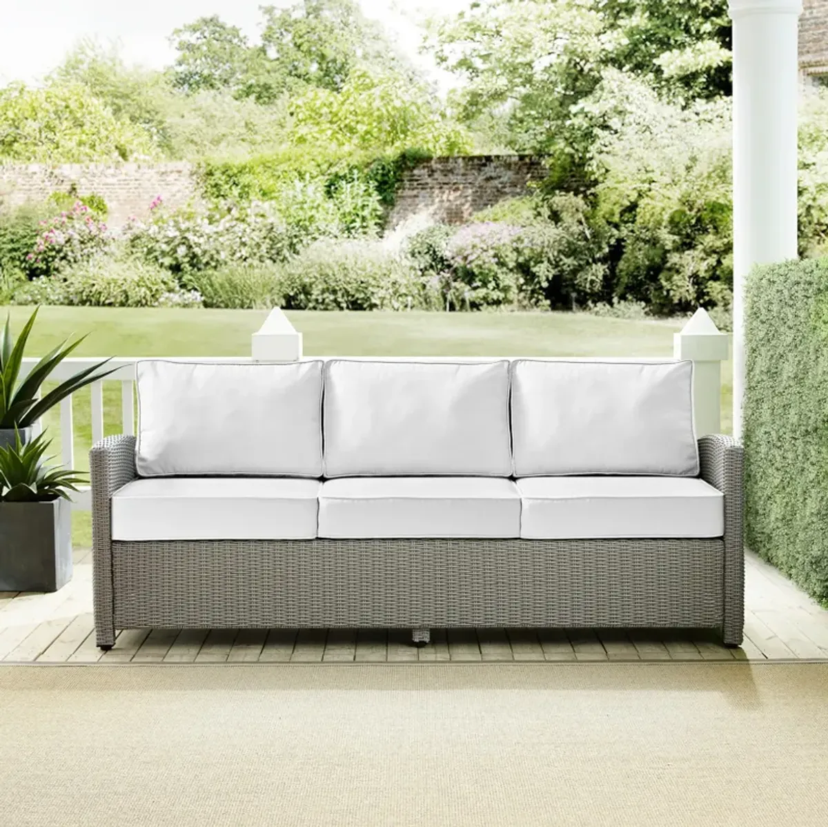 Destin Outdoor Sofa - White/Gray