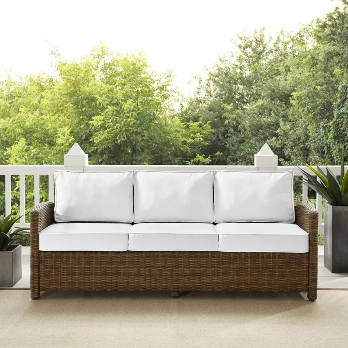 Destin Outdoor Sofa - White/Brown