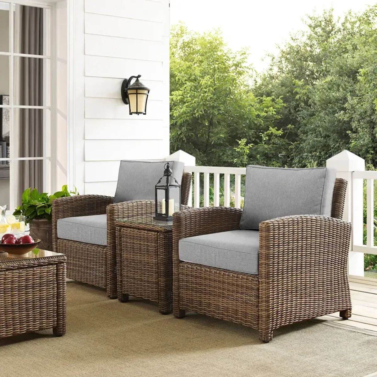 Destin 2 Outdoor Chairs and End Table Set - Gray/Brown