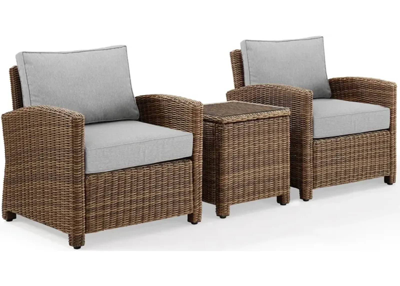 Destin 2 Outdoor Chairs and End Table Set - Gray/Brown