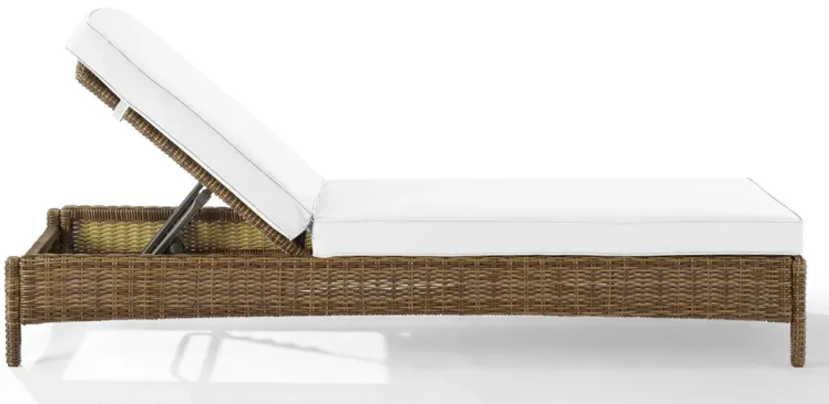 Destin Outdoor Chaise Lounge - White/Brown