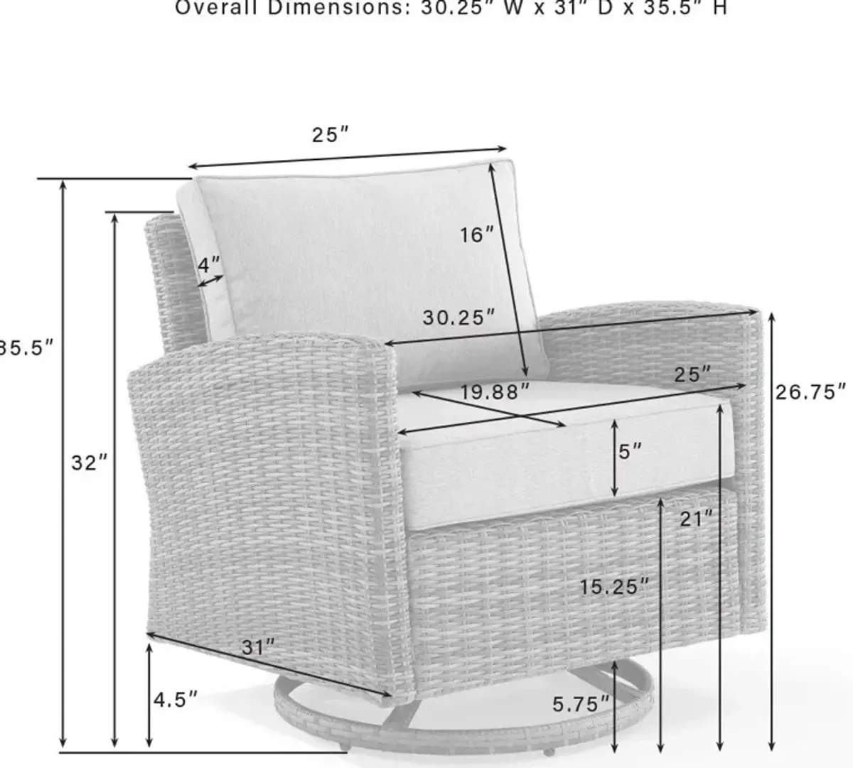 Destin Outdoor Swivel Rocker - Gray/Brown