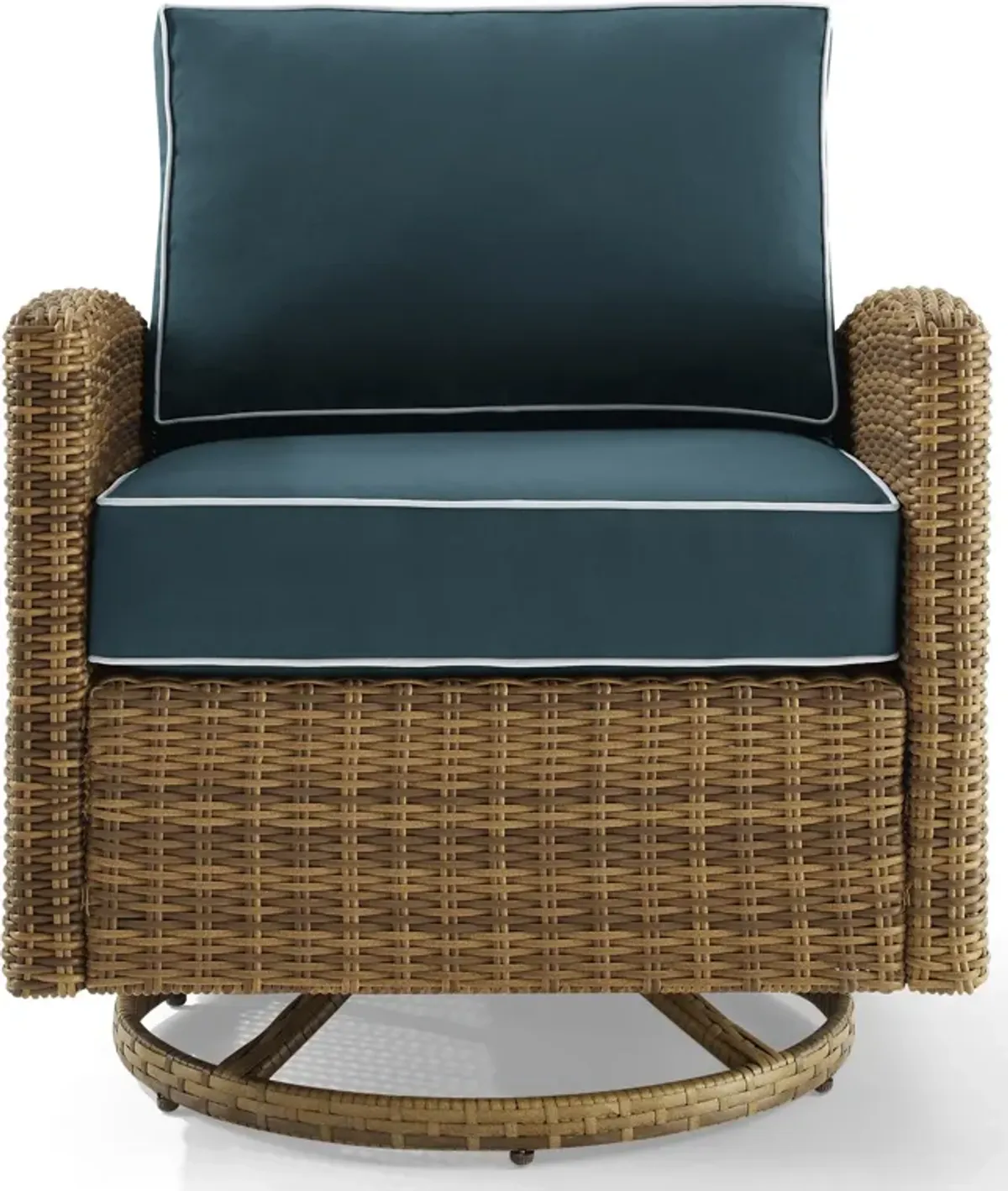 Destin Outdoor Swivel Rocker - Navy/Brown