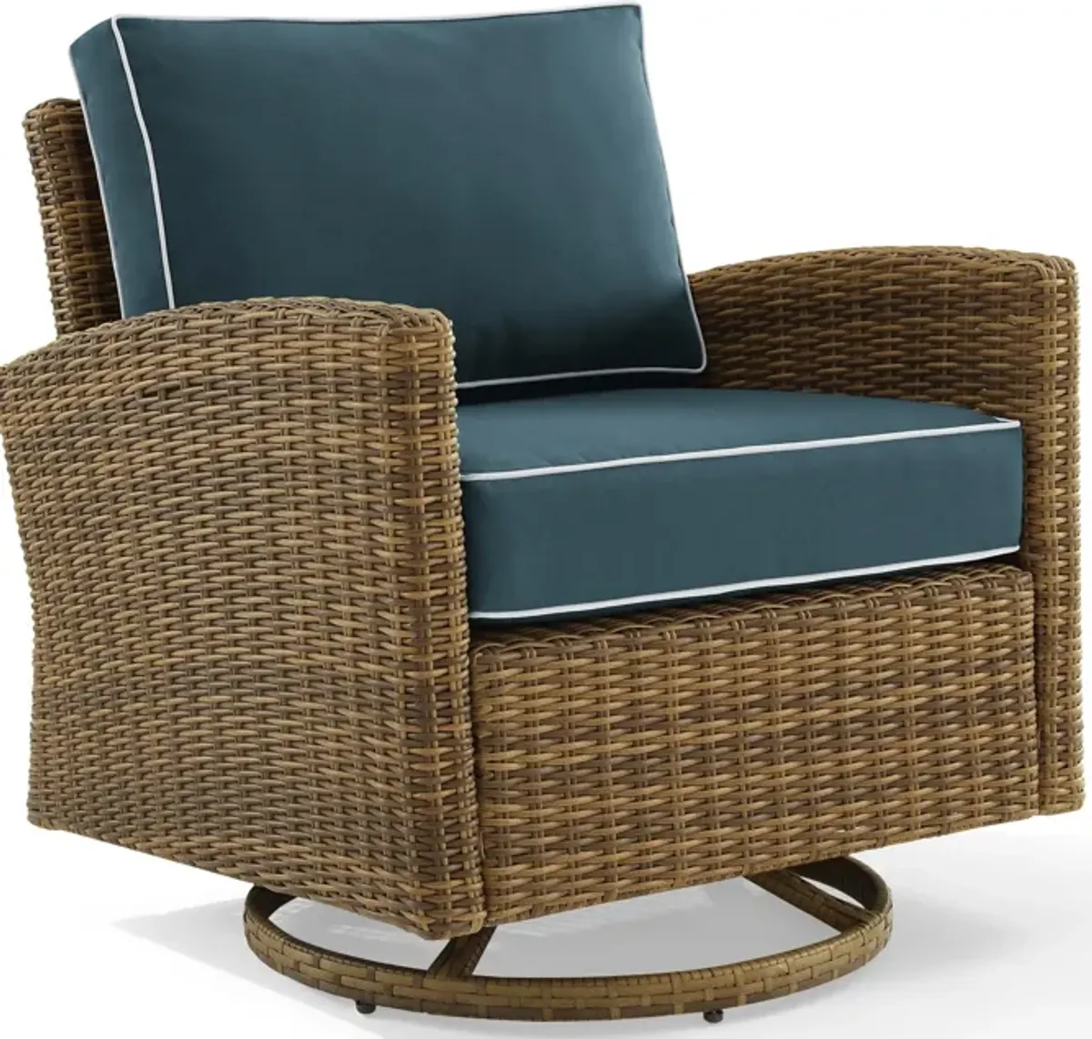 Destin Outdoor Swivel Rocker - Navy/Brown