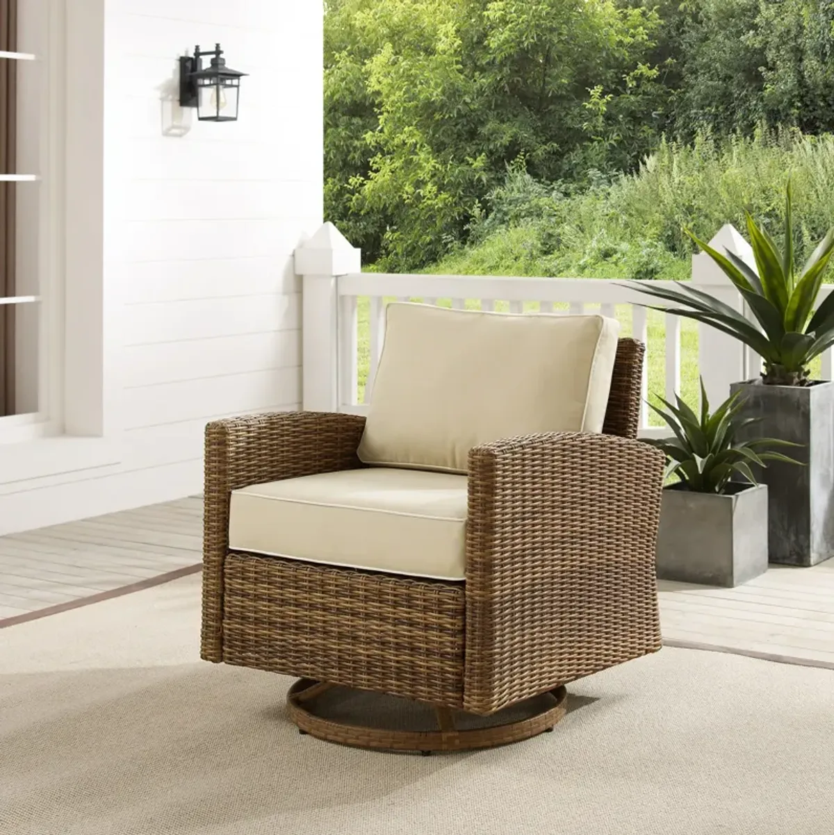 Destin Outdoor Swivel Rocker - Sand/Brown