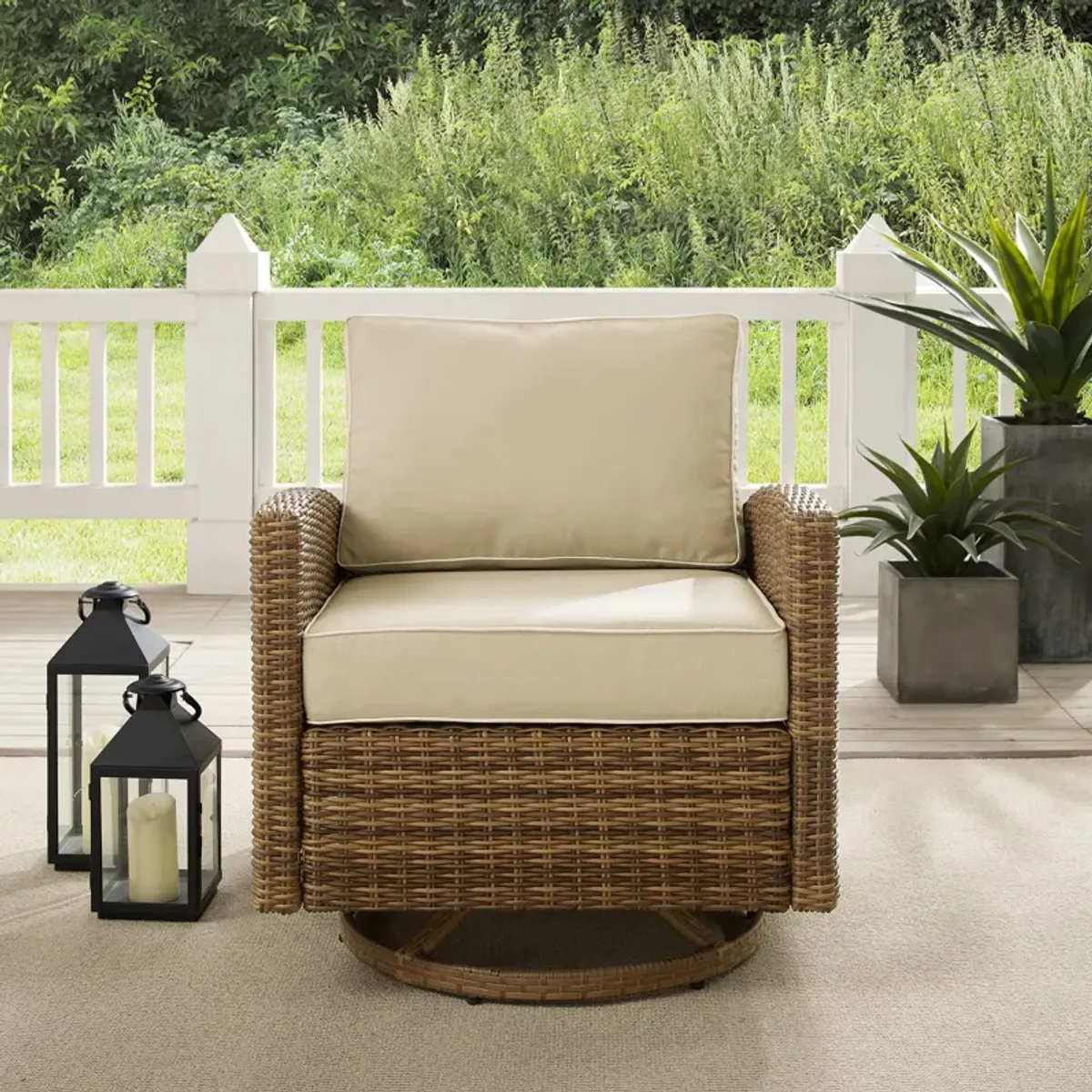 Destin Outdoor Swivel Rocker - Sand/Brown