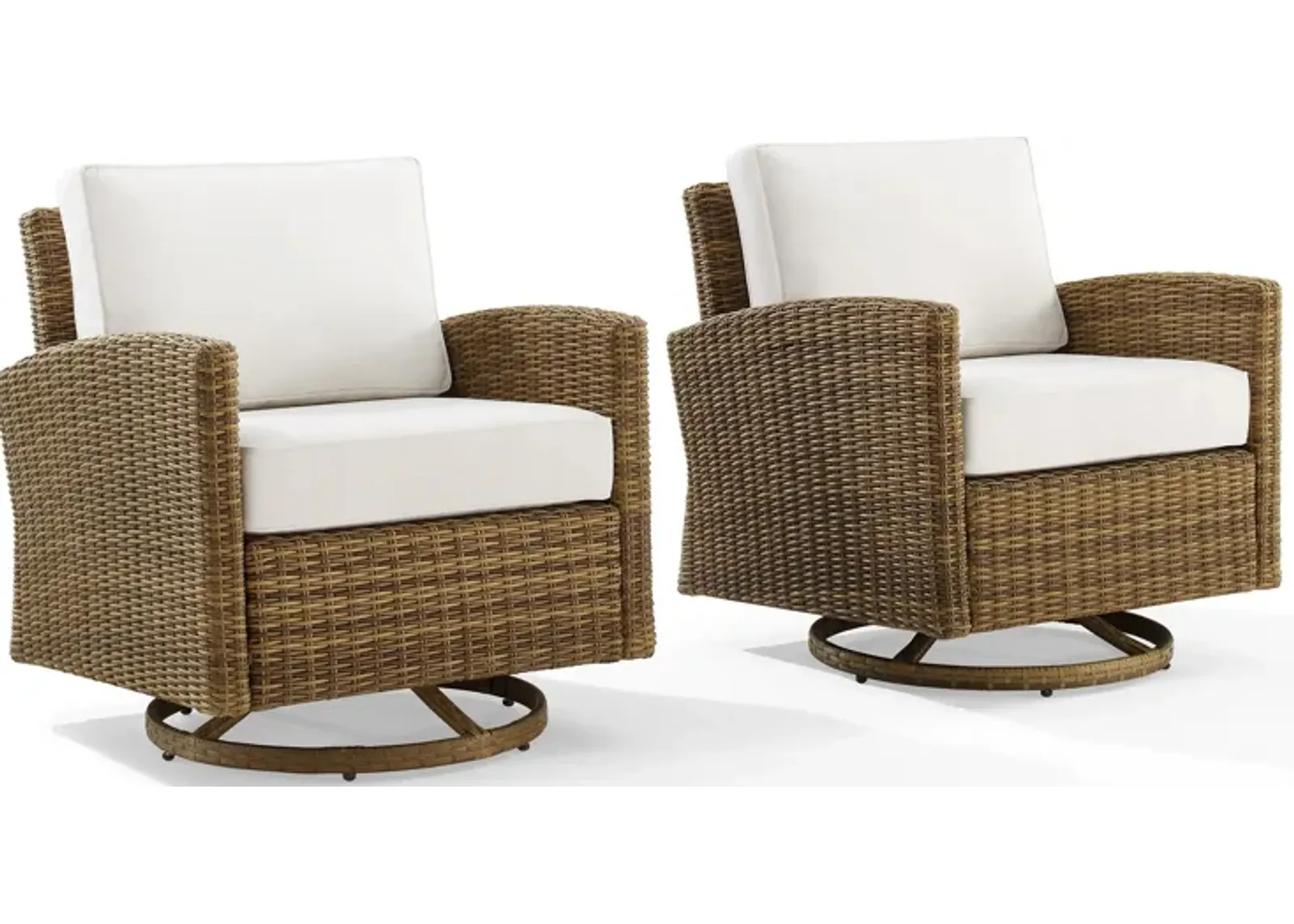 Destin Set of 2 Outdoor Swivel Rockers  - White/Brown