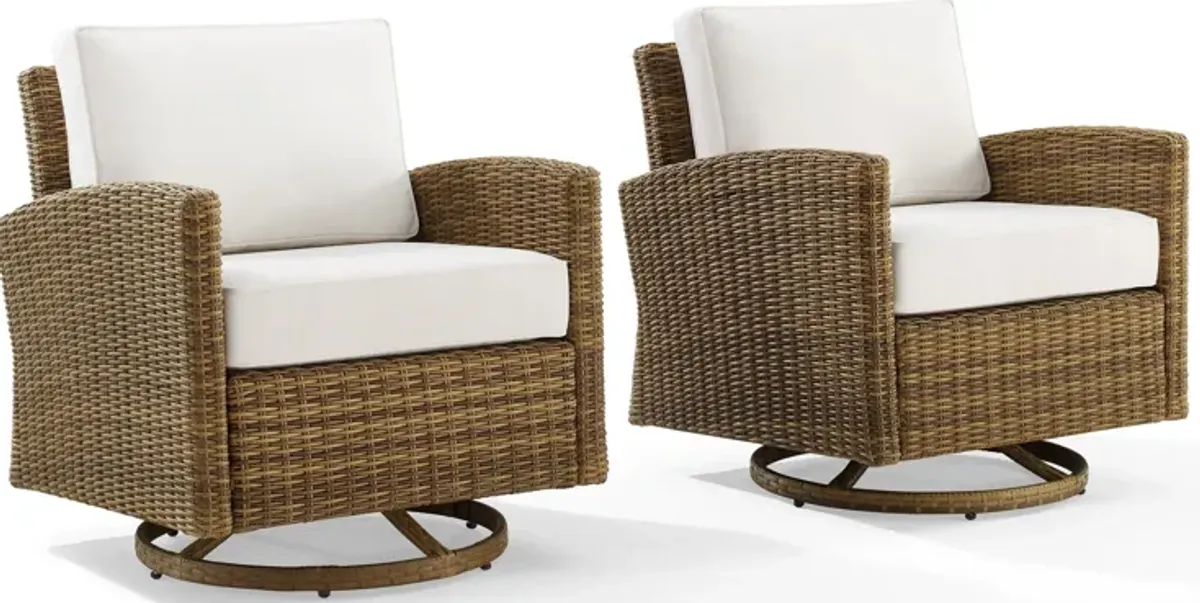 Destin Set of 2 Outdoor Swivel Rockers  - White/Brown