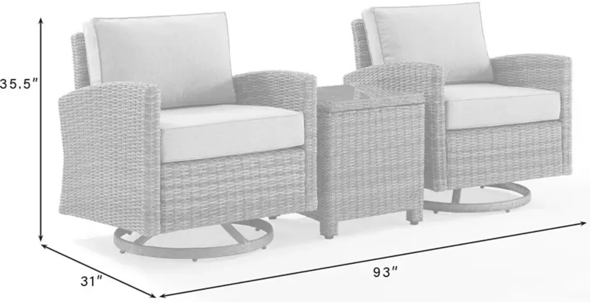 Destin 3-Piece Outdoor Set with 2 Swivel Rockers and End Table - Navy/Brown