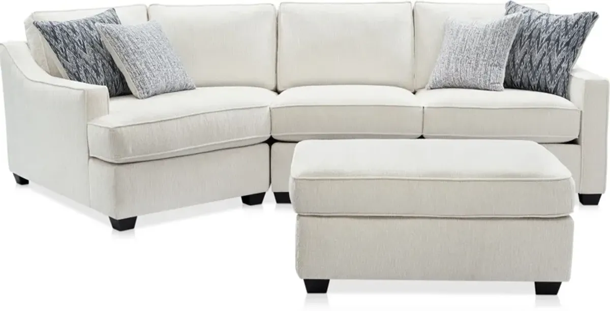 Callie 2-Piece Sectional with Left-Facing Cuddler and Ottoman - Ivory