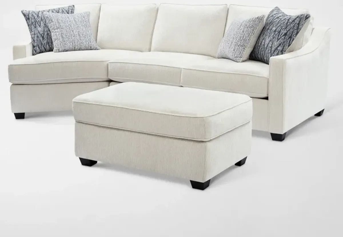 Callie 2-Piece Sectional with Left-Facing Cuddler and Ottoman - Ivory