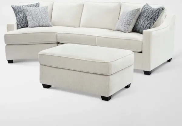 Callie 2-Piece Sectional with Left-Facing Cuddler and Ottoman - Ivory